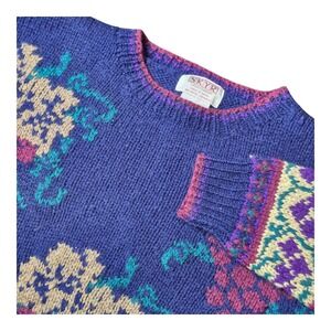 VTG Skyr Sportswear Women's Small Blue Grape Knit Sweater 100% Shetland‎ Wool